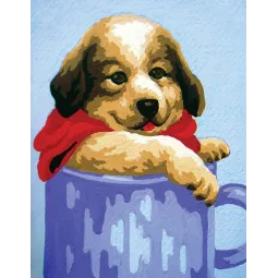 Printed Canvas 14x18 Puppy in Blue Pot CDA3270