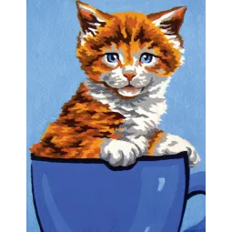 Gedruckte Leinwand 14x18 Katze im blauen Topf CDA3269