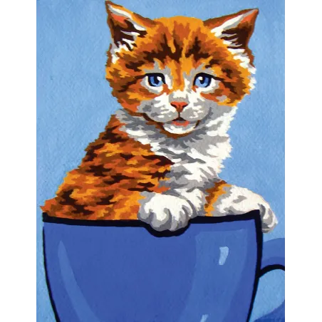 Toile imprimée 14x18 Chat dans pot bleu CDA3269