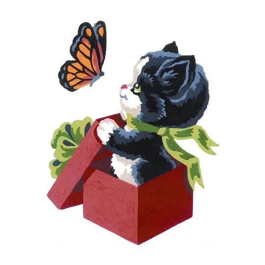 Toile Imprimée 14x18 Chat et Papillon CDA3193