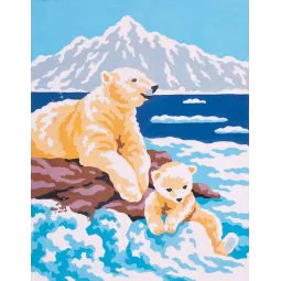 Печатное полотно 14x18 Белый медведь и медвежонок CDA3152