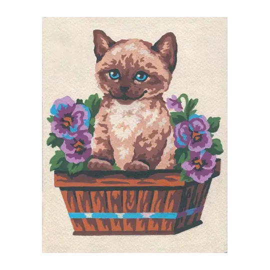 Printed Canvas 14x18 Kitten in Flower Box CDA3139