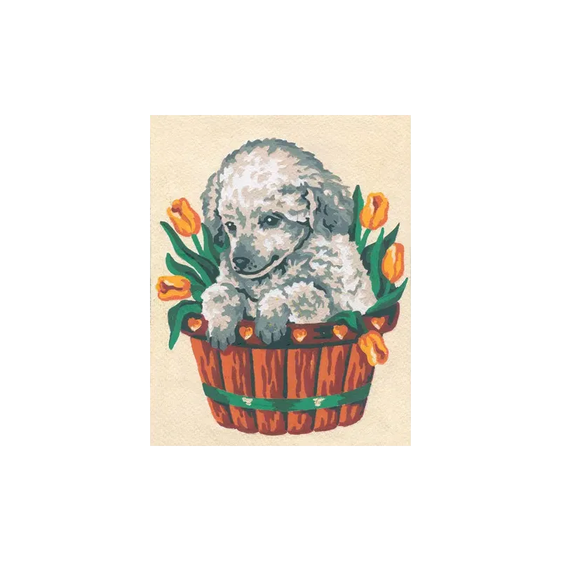 Printed Canvas 14x18 Puppy in Tulips CDA3136