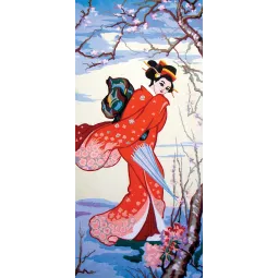 Bedruckte Leinwand 22x50 Geisha im Winter CDA8054