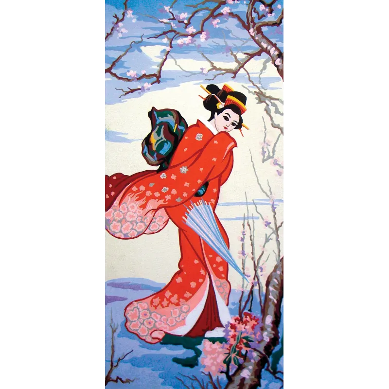 Toile imprimée 22x50 Geisha en hiver CDA8054