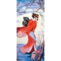 Bedruckte Leinwand 22x50 Geisha im Winter CDA8054