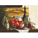 Toile imprimée 50x70 Nature morte aux poivrons et au vin CDA12984