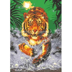 Bedruckte Leinwand 50x70 Wasser Tiger CDA12983