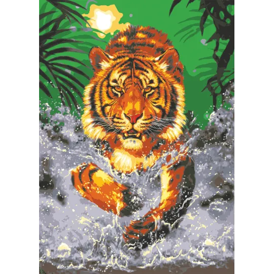 Bedruckte Leinwand 50x70 Wasser Tiger CDA12983