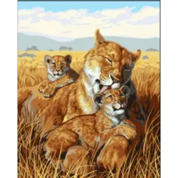 Печатный холст 50x40 Семейство львов CDA11884