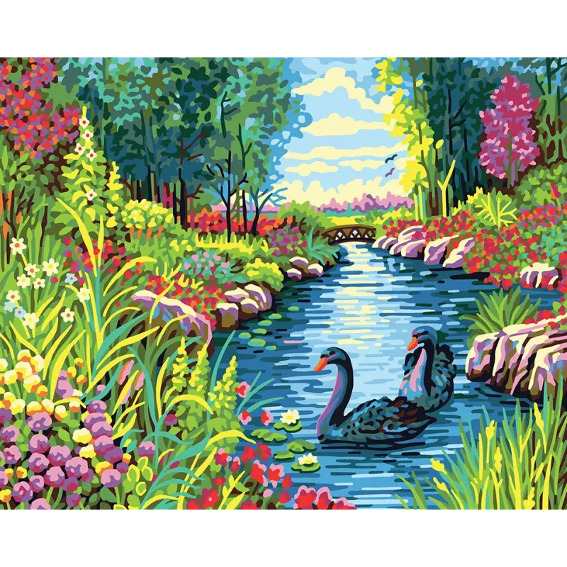 Toile Imprimée 50x40 Cygnes Noirs CDA11871W