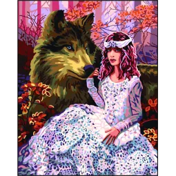Toile imprimée 50x40 Fille avec un loup CDA11870