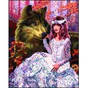Toile imprimée 50x40 Fille avec un loup CDA11870