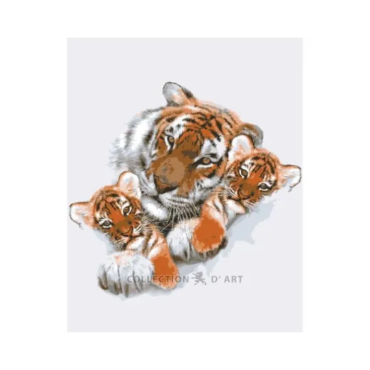 Printed Canvas 50x40 Portrait of Tiger With Cubs CDA11856