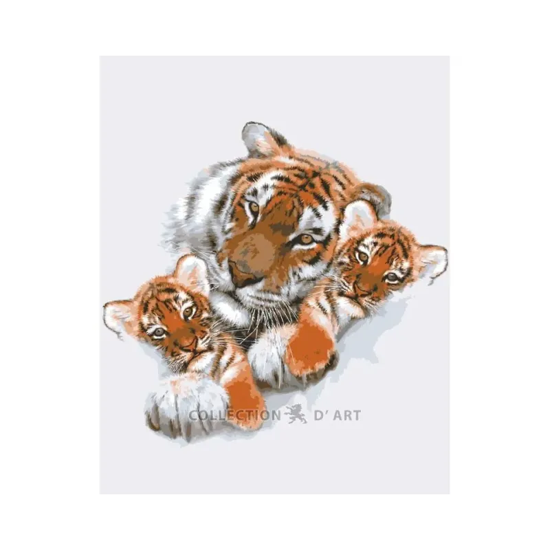 Printed Canvas 50x40 Portrait of Tiger With Cubs CDA11856