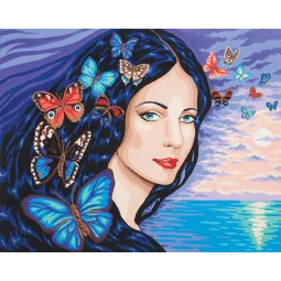 Toile Imprimée 50x40 Portrait avec Papillons CDA11590