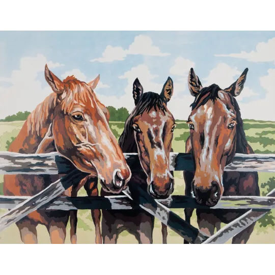 Toile imprimée 50x40 Trio à la porte de la ferme CDA11500