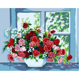 Toile imprimée 50x40 Roses près de la fenêtre CDA11399