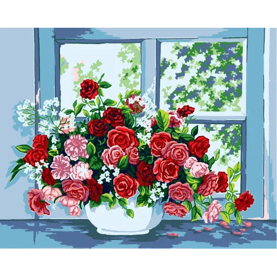 Toile imprimée 50x40 Roses près de la fenêtre CDA11399