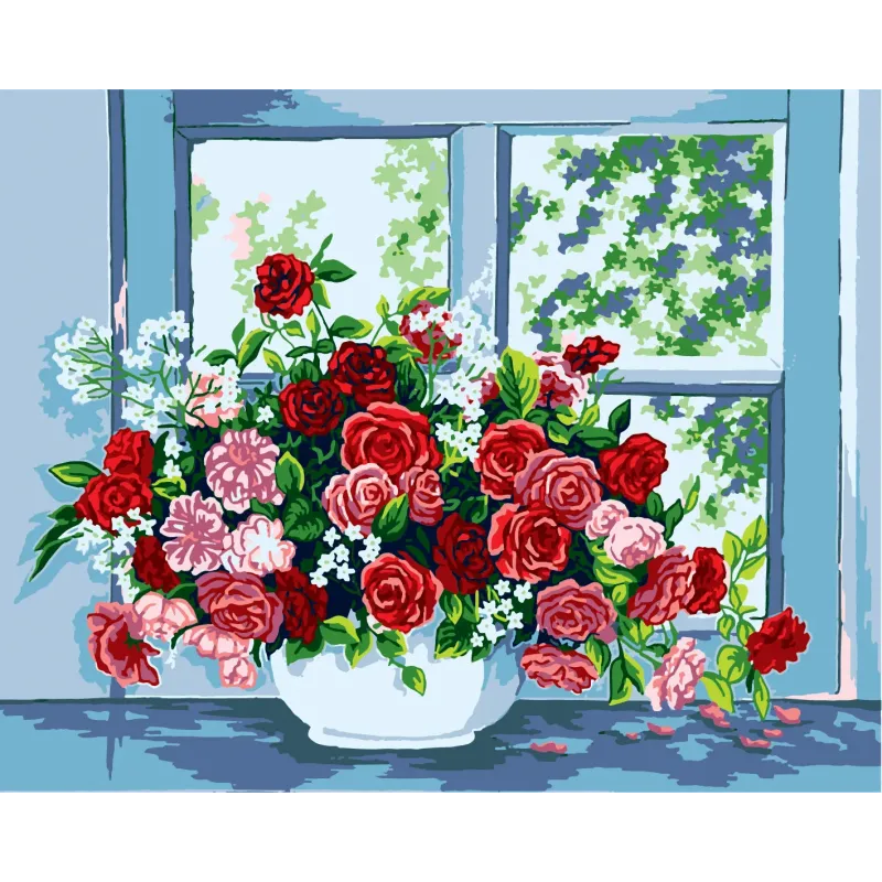 Toile imprimée 50x40 Roses près de la fenêtre CDA11399