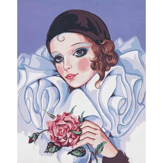 Printed Canvas 38x47 Pierrot With Rose CDA11307
