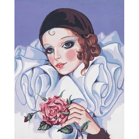Bedruckte Leinwand 38x47 Pierrot mit Rose CDA11307