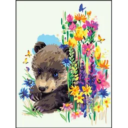 Toile imprimée 40x30 Ours dans les fleurs CDA10525W