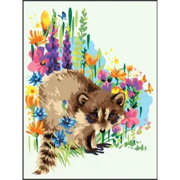 Toile Imprimée 40x30 Raccoon en fleurs CDA10523W