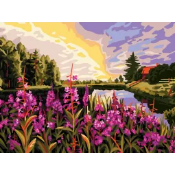 Toile Imprimée 40x30 Coucher de soleil sur le lac CDA10519W
