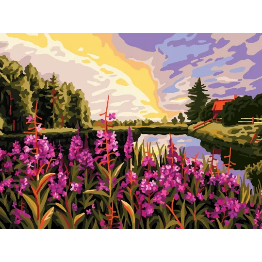 Toile Imprimée 40x30 Coucher de soleil sur le lac CDA10519W