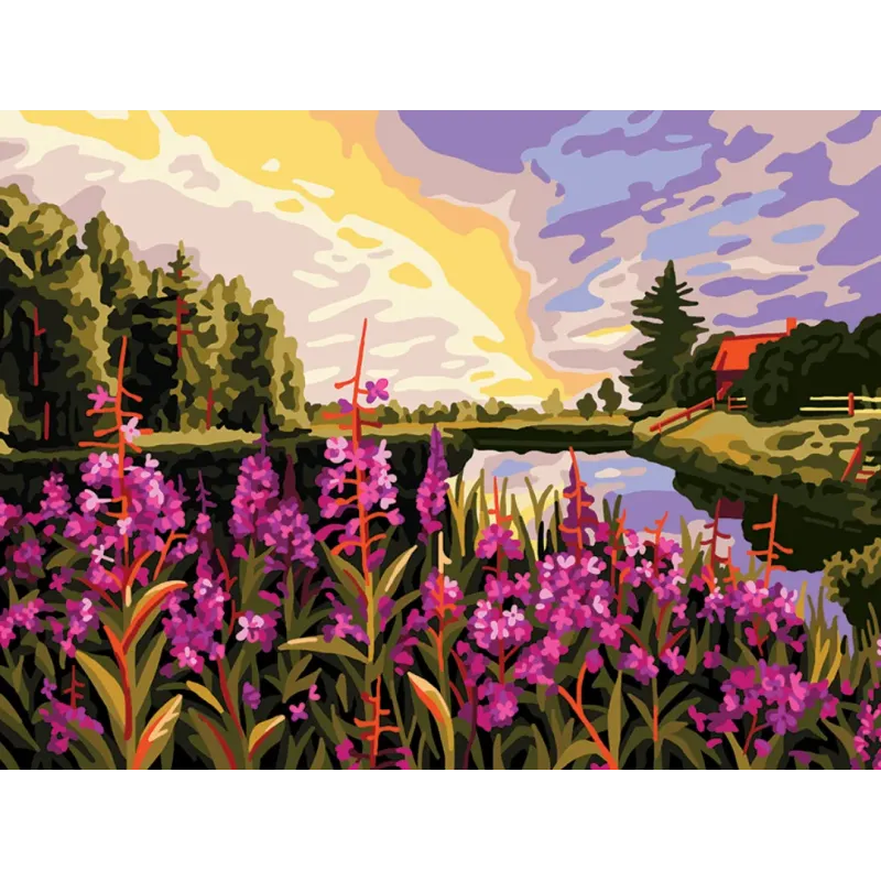 Toile Imprimée 40x30 Coucher de soleil sur le lac CDA10519W
