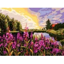 Toile Imprimée 40x30 Coucher de soleil sur le lac CDA10519W