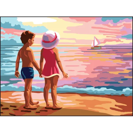 Toile imprimée 30x40 Enfants au bord de la mer CDA10504W