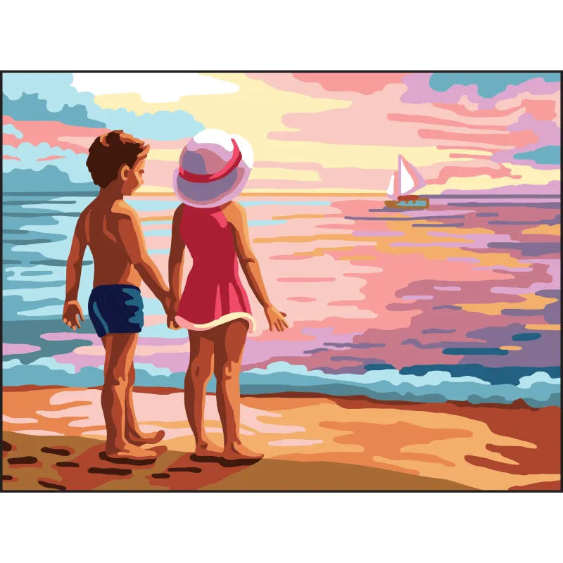 Toile imprimée 30x40 Enfants au bord de la mer CDA10504W