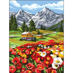 Bedruckte Leinwand 30x40 Mohnblumen in den Bergen CDA10501