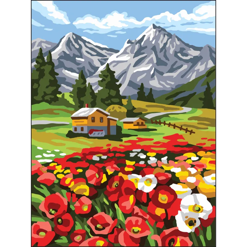 Toile imprimée 30x40 Coquelicots dans les montagnes CDA10501