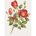 Bedruckte Leinwand 30x40 Rote Rosen und Schmetterling CDA10468