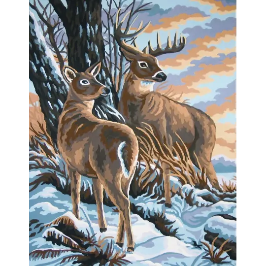 Toile Imprimée 30x40 Cerf et Biche CDA10419