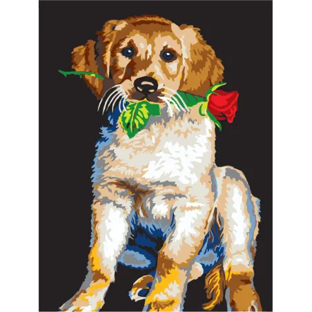 Gedruckte Leinwand 30x40 Retriever mit Rose CDA10404