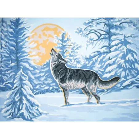 Toile Imprimée 30x40 Loup au Clair de Lune CDA10394