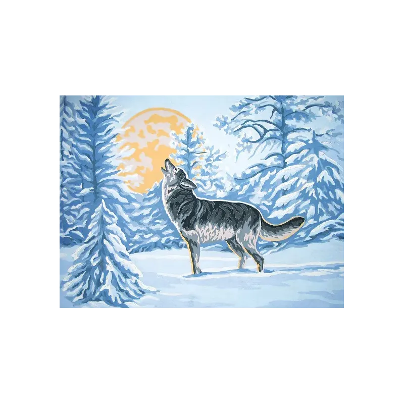 Bedruckte Leinwand 30x40 Mondlicht Wolf CDA10394