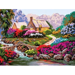 Printed Canvas 30x40 Garden by Old Stone Bridge CDA10382