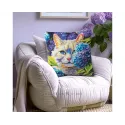 Kit de coussin "Chat dans les hortensias" 40 x 40 cm CDA5501