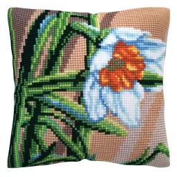 Cushion kit "White narcissus" 40 x 40 cm CDA5487