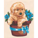 Printed Canvas 14x18 Puppy in Flower Pot CDA3140