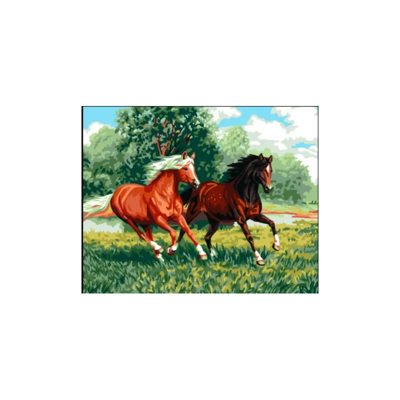 Холст с печатью 50x40 Дикие лошади CDA11881