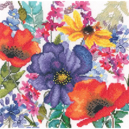 Kits de point de croix "Fleurs du bonheur" 20x20 cm RTOM1041
