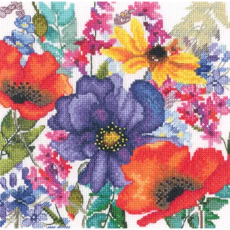 Kits de point de croix "Fleurs du bonheur" 20x20 cm RTOM1041