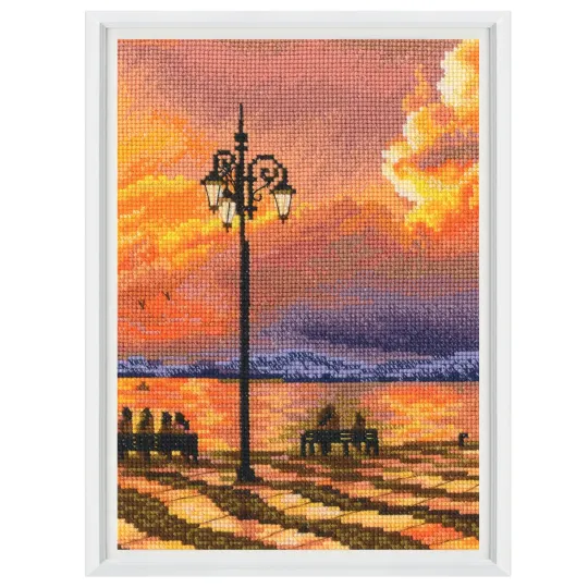 Kits point de croix "Coucher de soleil romantique" 13,5x19 cm RTOM1025