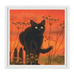 Kryželių siuvinėjimo rinkiniai "Saulėlydžio katė" 15,5x15,5 cm RTOM1024
